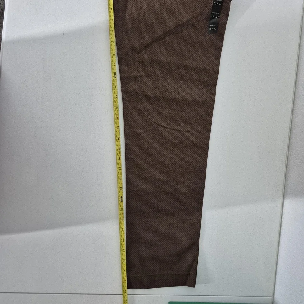 Banana Republic Mason  Chino Print Pants Mens 35x34  Brown Straight Leg‎ NEW